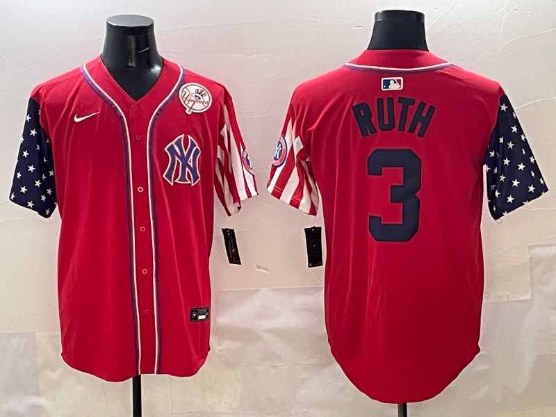 Men New York Yankees #3 Ruth Red a generation of national flags Jointly Name 2025 Nike MLB Jersey style 7